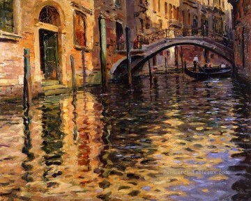 Pont del Angelo Venise paysage Louis Aston Knight Venise Peinture à l'huile